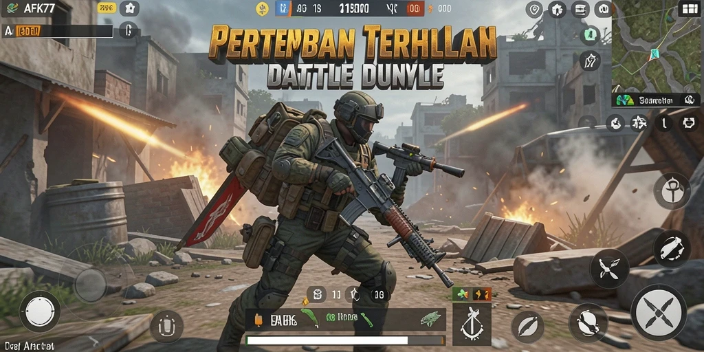 Screenshot gameplay AFK77 menunjukkan aksi seru dalam pertempuran Battle Royale.