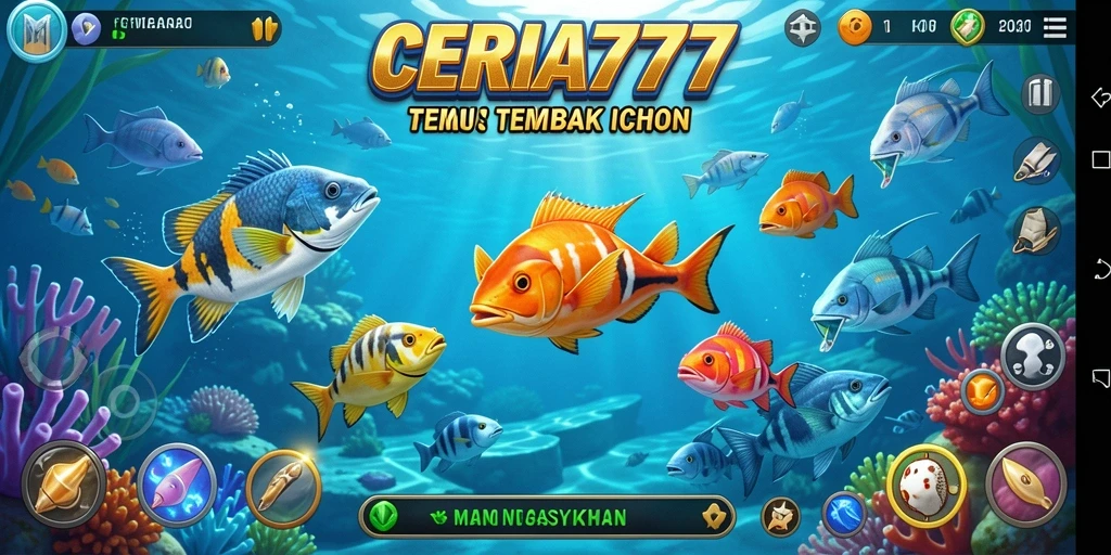 Tampilan seru dari gameplay Tembak Ikan CERIA777 yang menghibur.