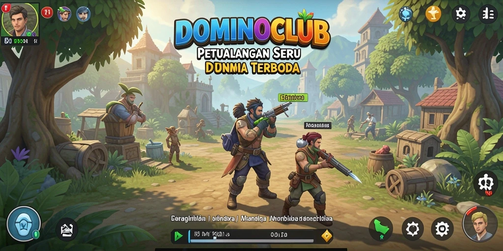 Screenshot gameplay Open World DOMINOCLUB dengan pemandangan indah.