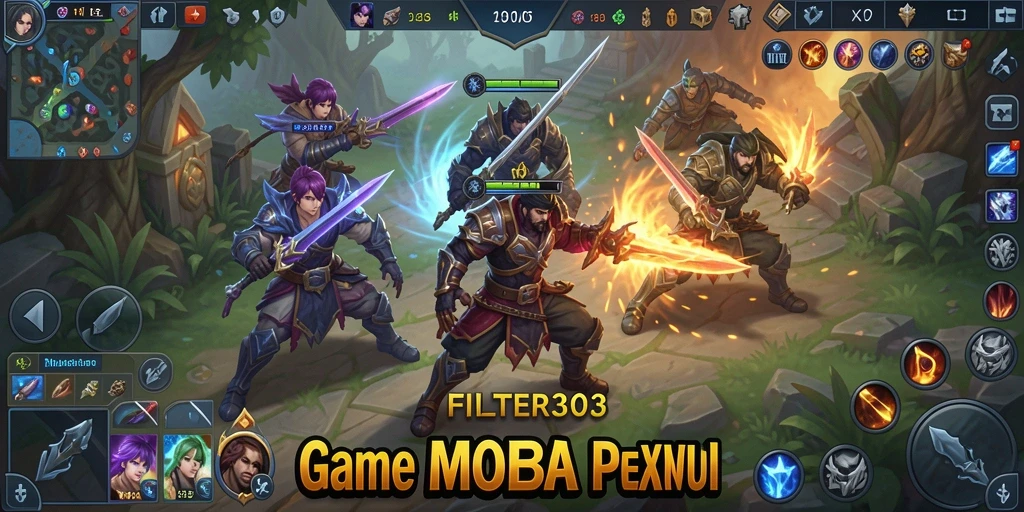 Tangkapan layar menunjukkan aksi seru dari gameplay MOBA.