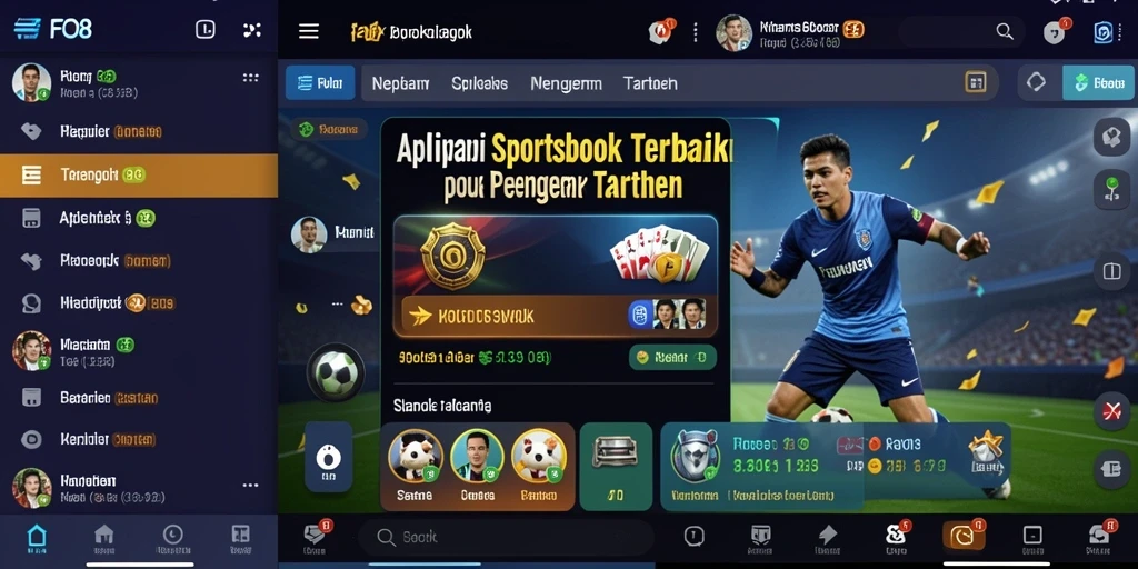 Tampilan antarmuka FO8 yang menarik dengan fitur taruhan olahraga.