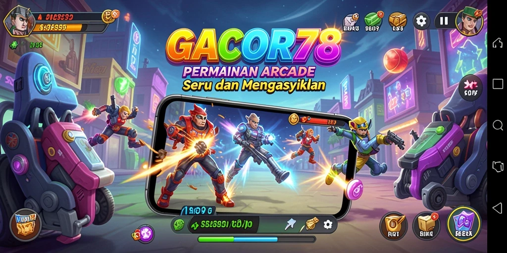 Tampilan gameplay <strong>GACOR78</strong> yang menegangkan dan penuh warna.