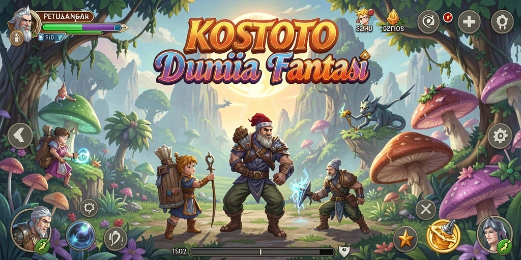Tangkapan layar KOSTOTO menampilkan aksi petualangan yang mendebarkan di dunia fantastis.