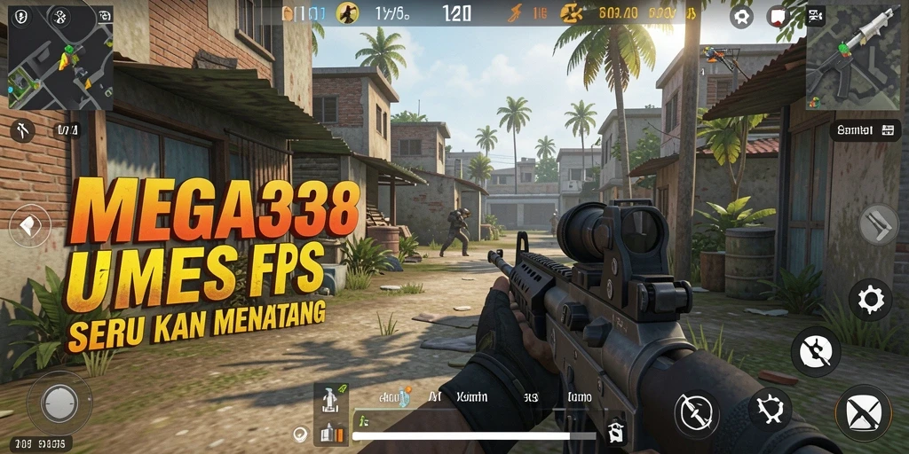 Screenshot utama MEGA338 menampilkan aksi intens dan gameplay yang menarik.