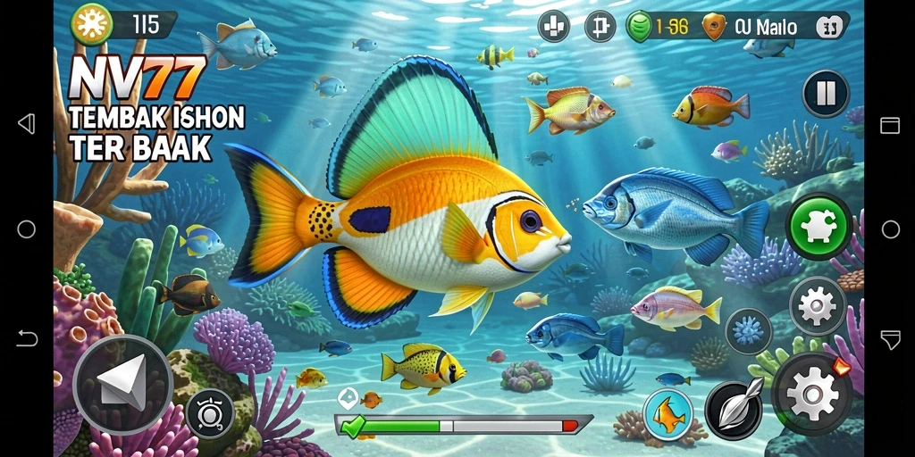 Screenshot gameplay NV77 menampilkan aksi menembak ikan yang mendebarkan.