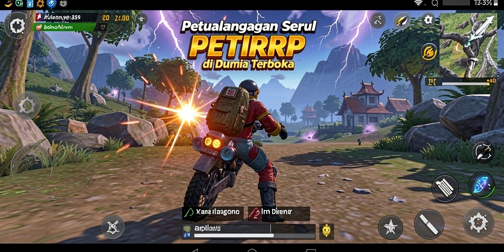 Screenshot utama PETIRRP menampilkan gameplay menarik dalam dunia terbuka.