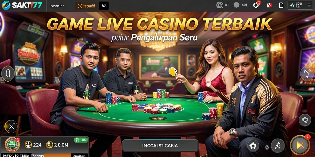 Screenshot gameplay SAKTI77 menampilkan suasana kasino yang hidup.