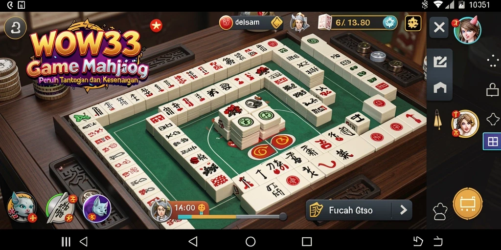 Screenshot gameplay WOW33 menampilkan papan Mahjong yang menarik dan menantang.